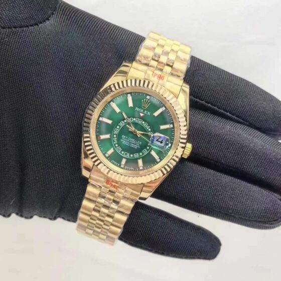 Gold Tone Case Green Dial View