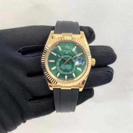 Rolex Sky-Dweller 42mm Green Dial Oysterflex Watch