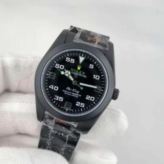 Rolex Air-King Black PVD Watch, 40mm Oyster Steel Case
