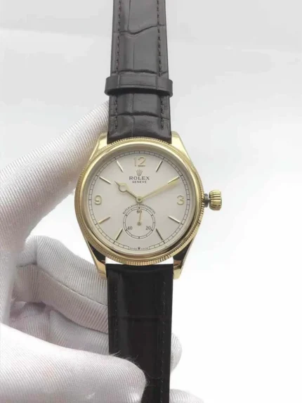 Rolex Perpetual 1908 39mm elegant yellow gold watch with white dial