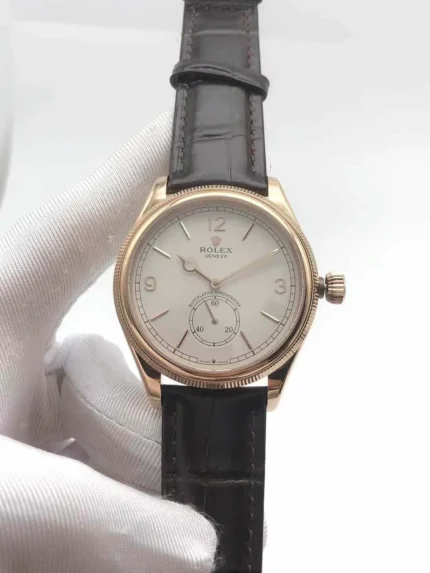 Rolex Perpetual 1908 luxury gold watch with elegant white dial