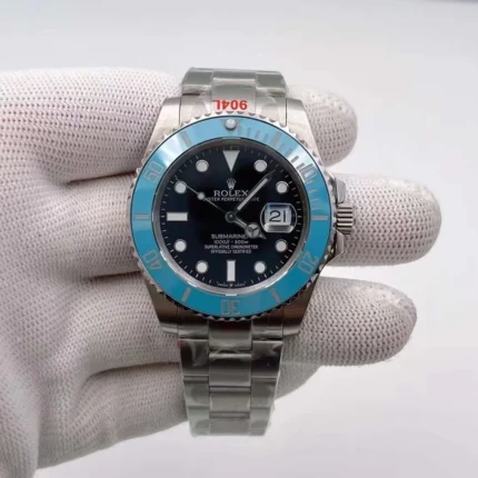 U1 Factory Rolex Submariner 41mm watch with light blue ceramic bezel